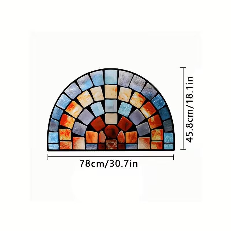 Fashionable Art Design Semicircular Doormat A Thick, Soft Mat with A Non-slip Backing And A Flat Design. Suitable for Use As A Doormat Or Mat In Kitchens, Living Rooms, And Bathrooms, As Well As for Home Decor And Holiday Decorations