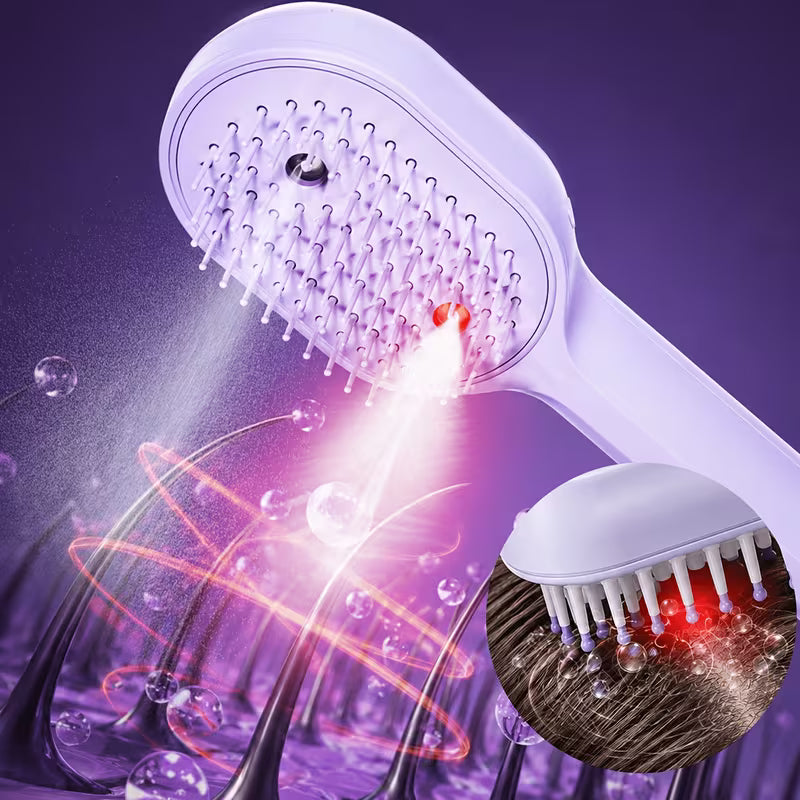 Portable USB Rechargeable Electric Scalp Massager Comb with Retractable Teeth & Nano Mist Suitable for All Hair Types, Air-Cushion Detangling Brush for Hair Care, Scalp Device for and Travel Use