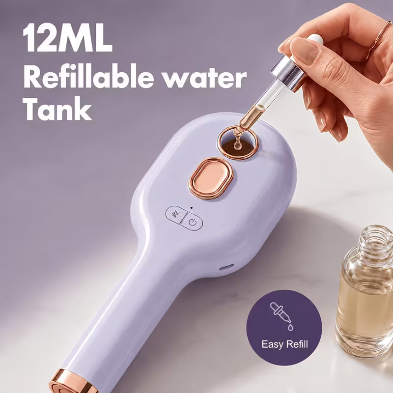 Portable USB Rechargeable Electric Scalp Massager Comb with Retractable Teeth & Nano Mist Suitable for All Hair Types, Air-Cushion Detangling Brush for Hair Care, Scalp Device for and Travel Use