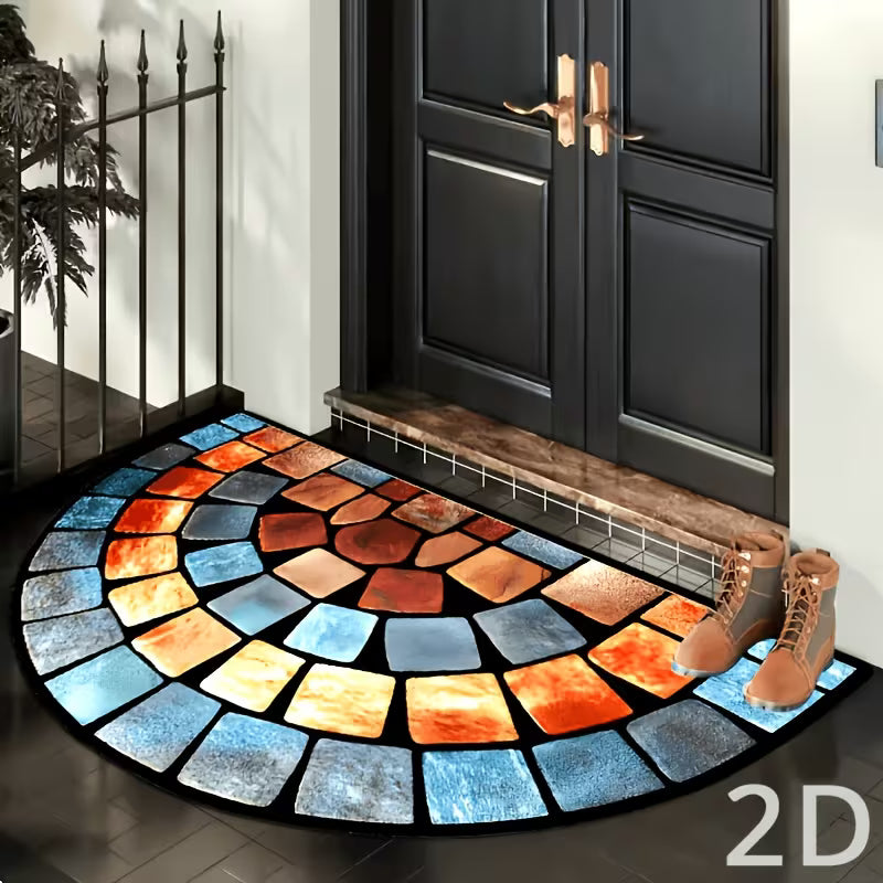 Fashionable Art Design Semicircular Doormat A Thick, Soft Mat with A Non-slip Backing And A Flat Design. Suitable for Use As A Doormat Or Mat In Kitchens, Living Rooms, And Bathrooms, As Well As for Home Decor And Holiday Decorations