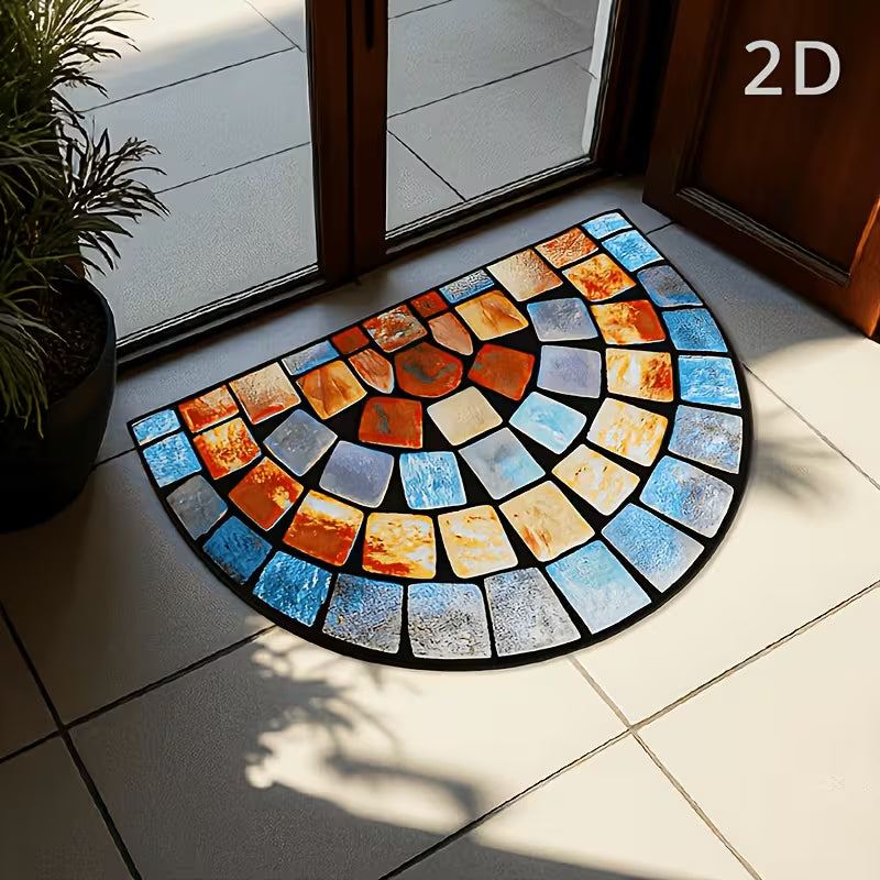 Fashionable Art Design Semicircular Doormat A Thick, Soft Mat with A Non-slip Backing And A Flat Design. Suitable for Use As A Doormat Or Mat In Kitchens, Living Rooms, And Bathrooms, As Well As for Home Decor And Holiday Decorations