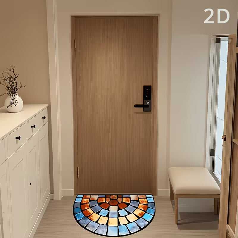 Fashionable Art Design Semicircular Doormat A Thick, Soft Mat with A Non-slip Backing And A Flat Design. Suitable for Use As A Doormat Or Mat In Kitchens, Living Rooms, And Bathrooms, As Well As for Home Decor And Holiday Decorations