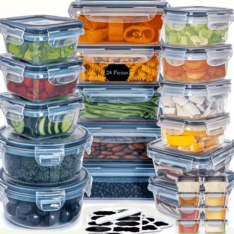 Refrigerator Storage Box Sealed And Leak-Proof, Bpa-Free, Reusable Lunch Box with Easy-To-Fasten Plastic Seal Box, Travel, Outdoor Picnic Kitchen Cabinet Organizing Set