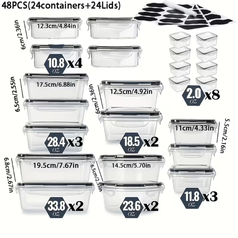 Refrigerator Storage Box Sealed And Leak-Proof, Bpa-Free, Reusable Lunch Box with Easy-To-Fasten Plastic Seal Box, Travel, Outdoor Picnic Kitchen Cabinet Organizing Set