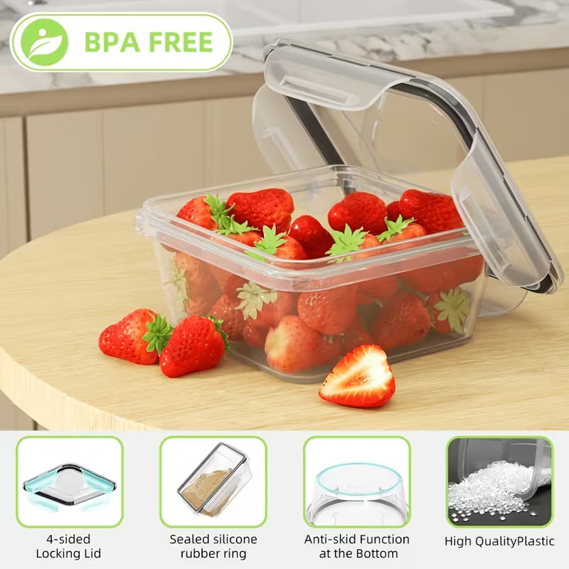 Refrigerator Storage Box Sealed And Leak-Proof, Bpa-Free, Reusable Lunch Box with Easy-To-Fasten Plastic Seal Box, Travel, Outdoor Picnic Kitchen Cabinet Organizing Set