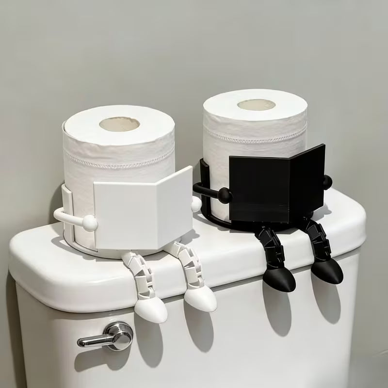 Playful Book-Loving Toilet Paper Holder, Available in Black And White, a Fun Bathroom Decoration Ideal for Holiday Gifting